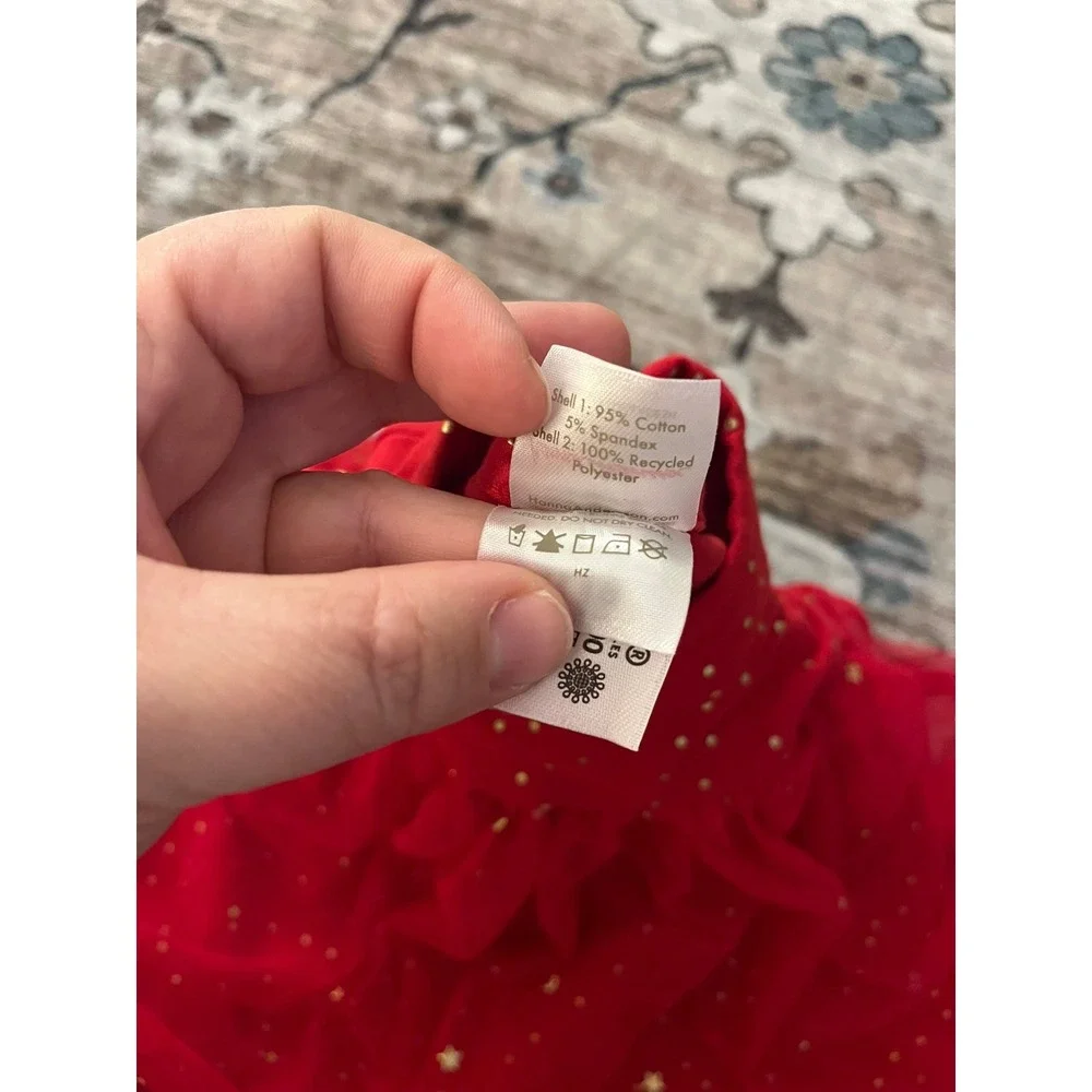 Hanna Andersson Baby Girls Holiday Red Shimmer Start Dress in Soft Tulle 3-6M